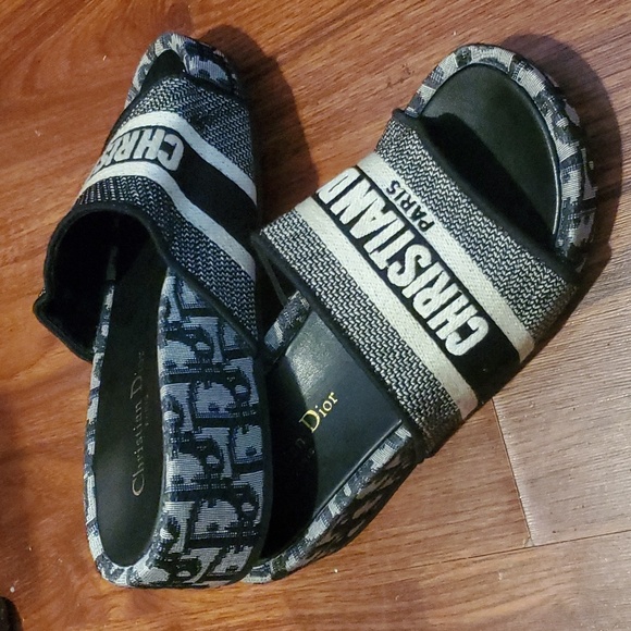 Christian Dior Denim D-way Embroidered Wedge Mules Platform US 10 - Picture 8 of 11